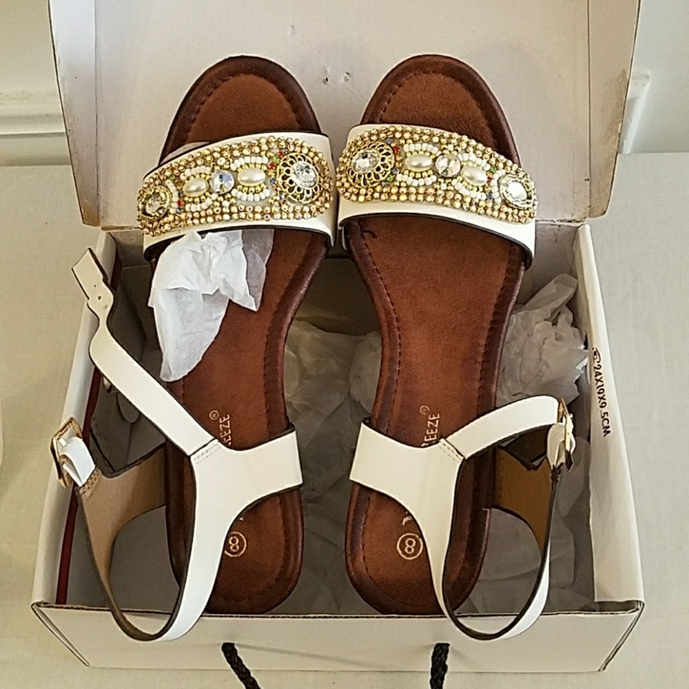 A beaded sandal